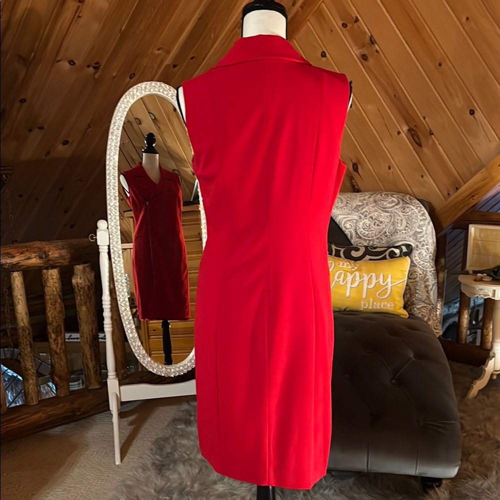 Calvin Klein Red Asymmetrical Sheath Dress - Picture 3 of 3